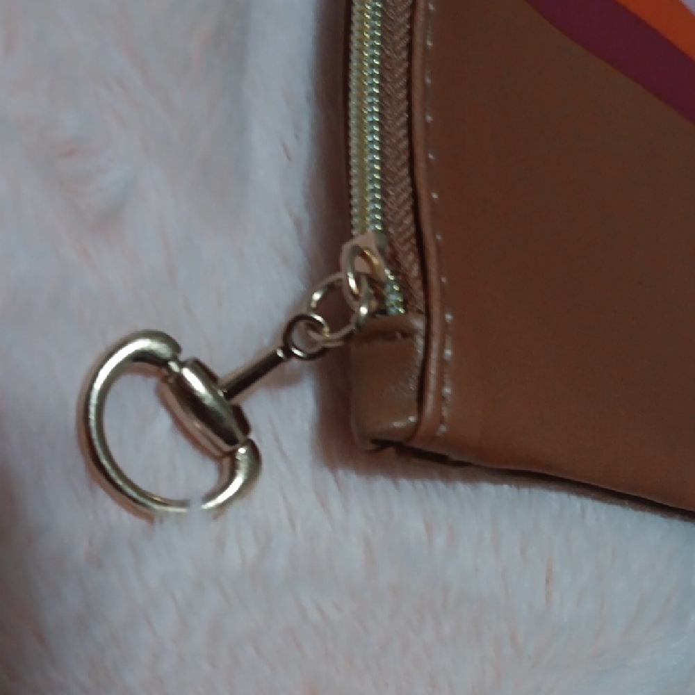 Ipsy Brown Pouch with Vibrant Stripes - Picture 2 of 4